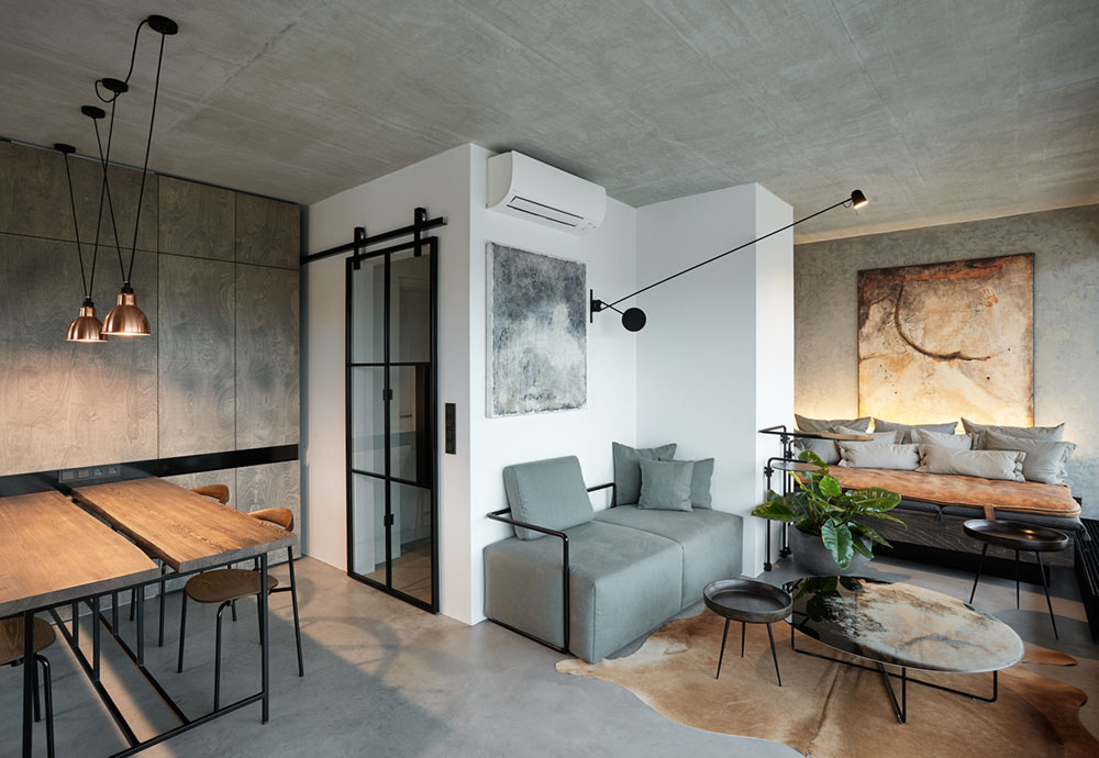 Industrial Chic Loft Design W Polished Concrete Rustic Wood   Industrial Chic Loft Design Prague 