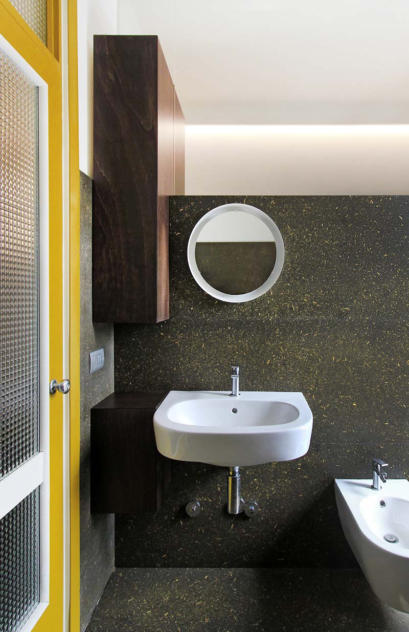 italian villa bathroom design - 70's Italian Yellow & Terrazzo Villa