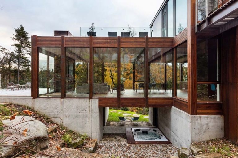 Amazing Design of a Light-filled House Hanging from a Cliff Near Montreal